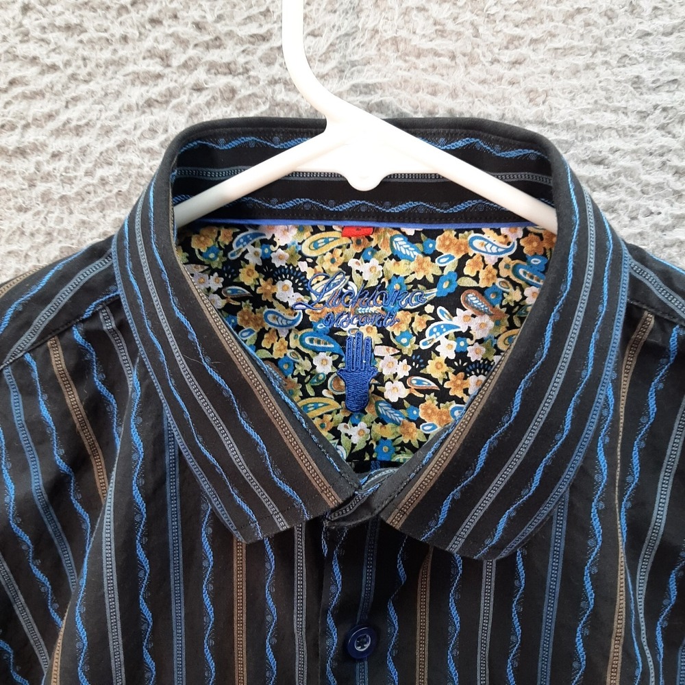 Luchiano Visconti Shirt Adult Large Multicolor Striped Flip Cuff Preppy Casual - Picture 11 of 11